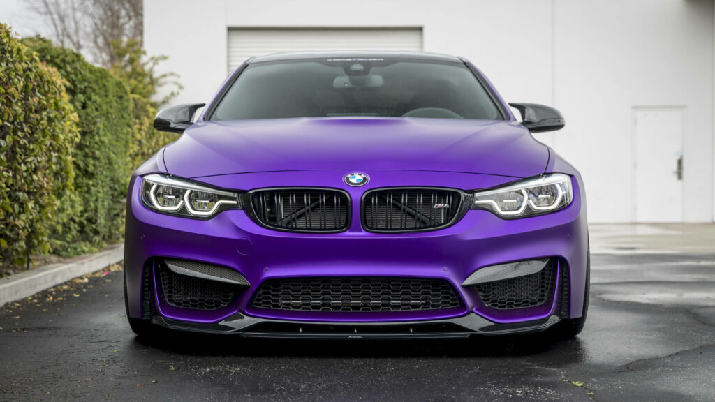 BMW M-series violet Vorsteiner body kit full HD car head-on urban minimalist wallpaper background