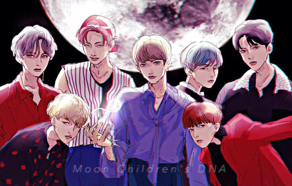 Bewitching BTS Avatar As the Moon Watches Over Cute Outfits Wallpaper