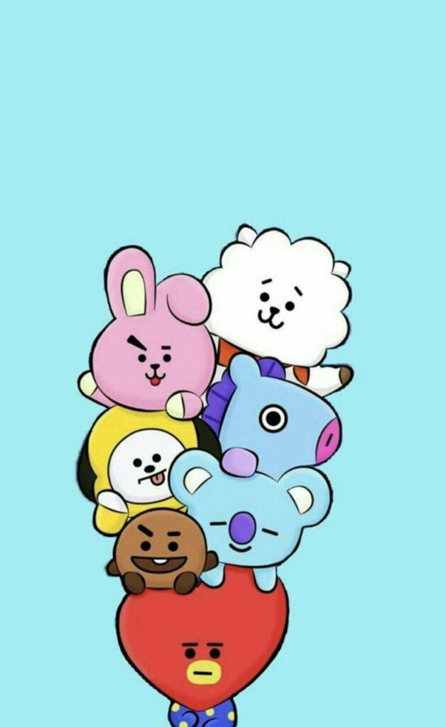 BT21 Avengers Assemble on a Vibrant Blue Canvas! Wallpaper