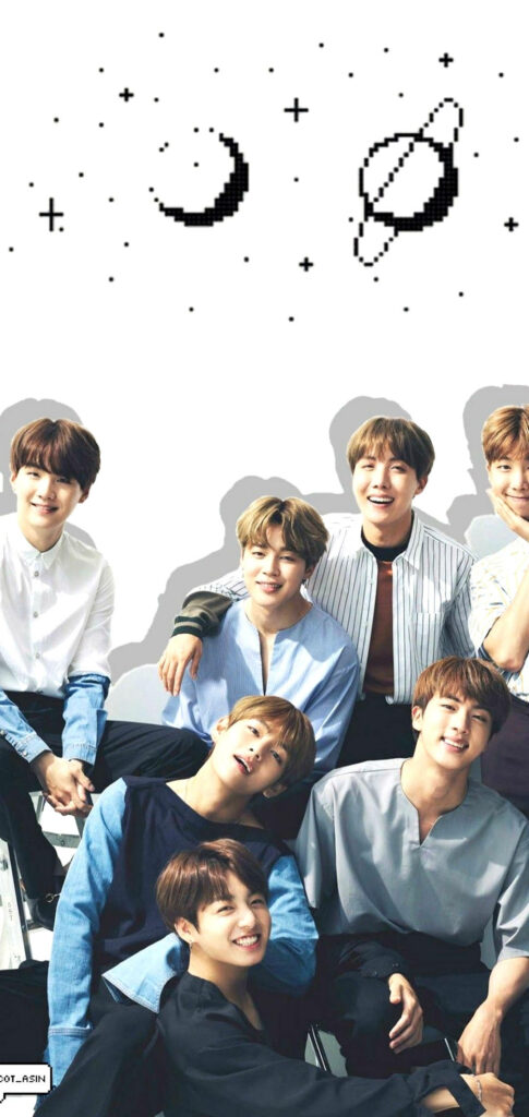 BTS Galactic Goodness: Pixelated Space Figures Enhance this Adorable Fan-Edited Lockscreen! Wallpaper