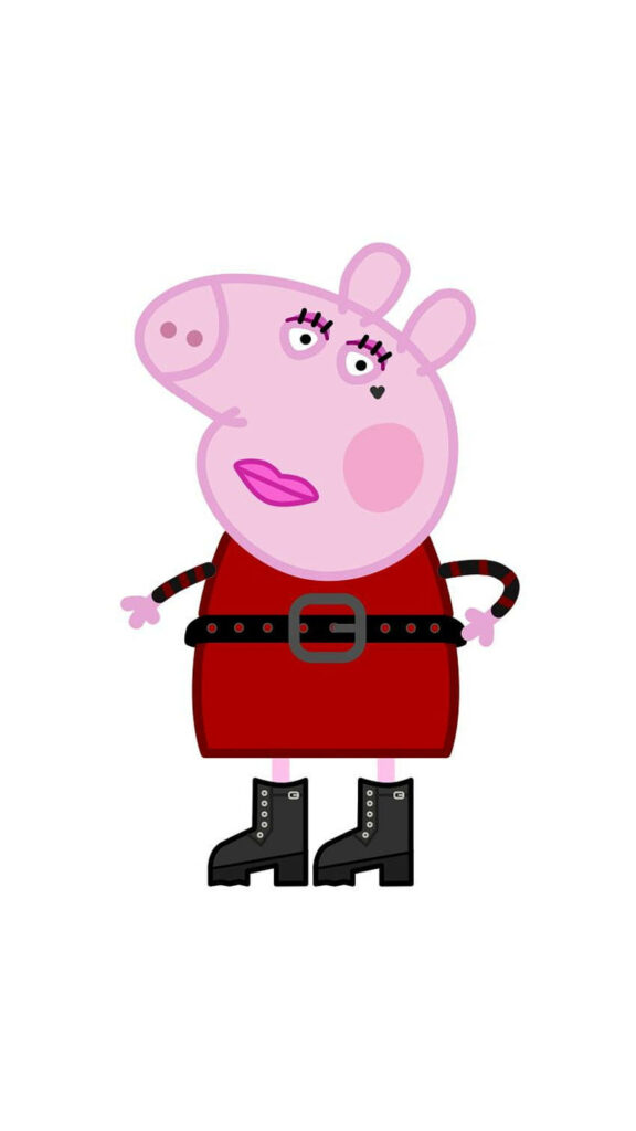 Stylish Baddie: Peppa Pig Rocking a Red Dress and Black Boots Wallpaper