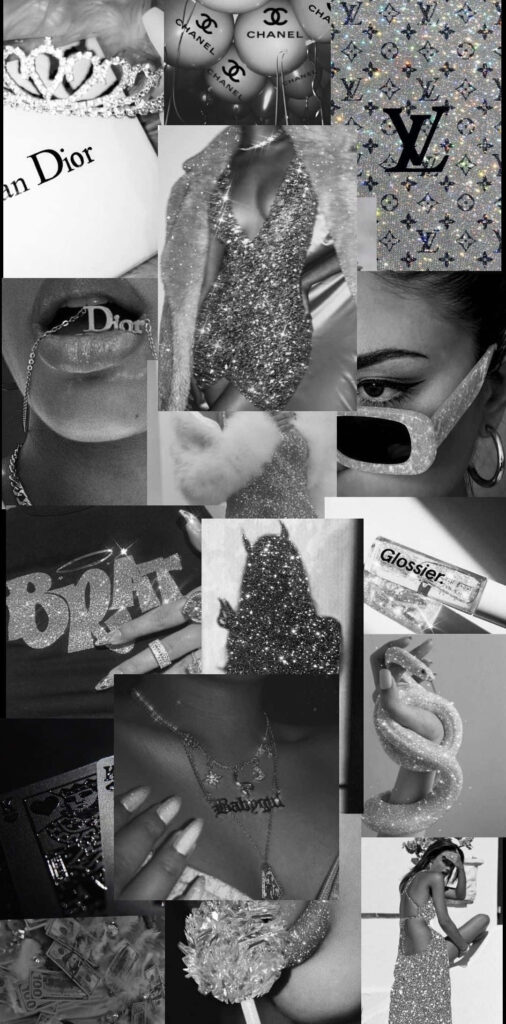 Vibin' with Baddie Aesthetics: Monochromatic Collage for iPhone Wallpaper
