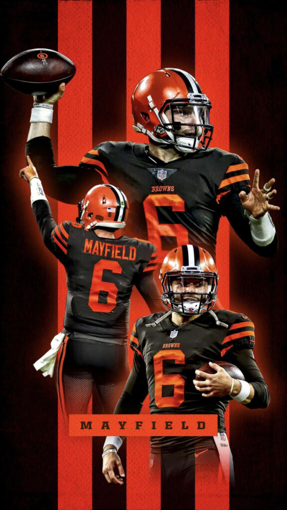 Baker Mayfield in Cleveland Browns uniform 2018 Heisman Trophy winner dynamic action wallpaper