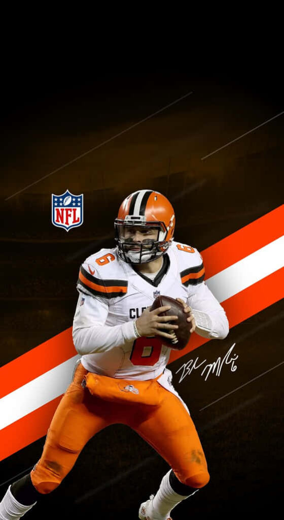 Baker Mayfield Cleveland Browns quarterback action NFL logo dynamic wallpaper background