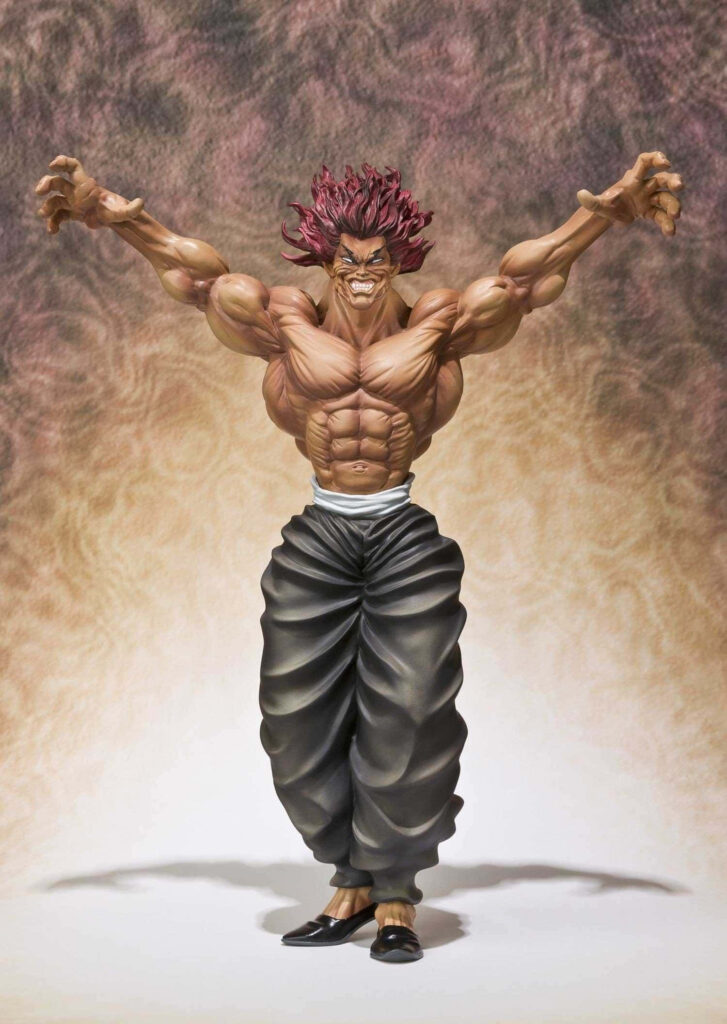 Baki Hanma powerful pose muscular physique dynamic anime action wallpaper background