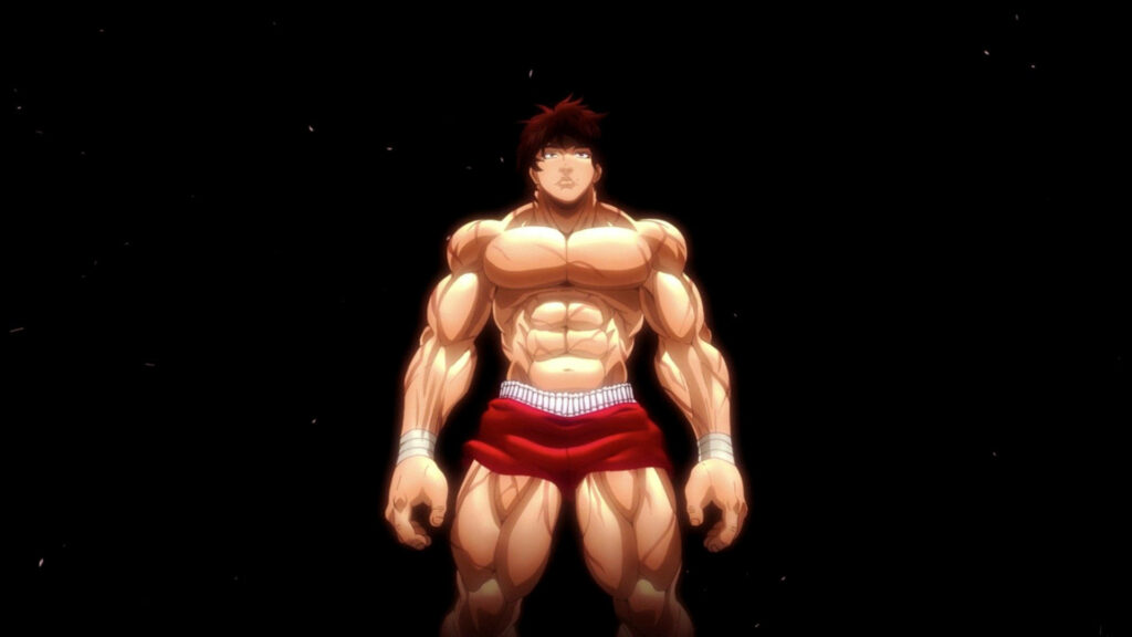 Baki Hanma's Fiery Boxing Stance: A Minimalist Anime Wallpaper