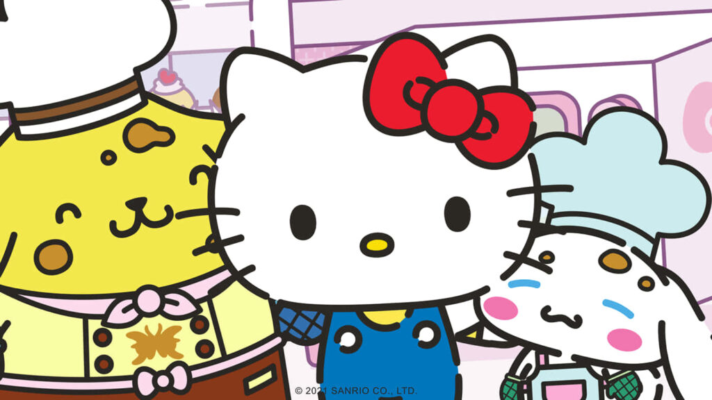 Adorable Sanrio Characters Baking Wallpaper: Cute & Colorful Scene
