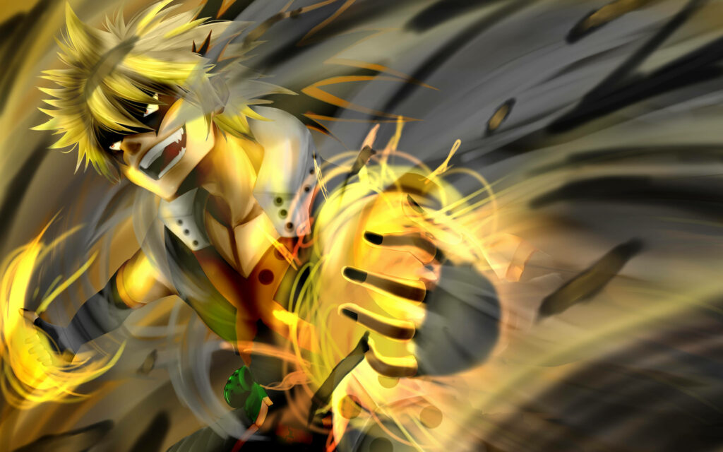 Bakugo: Igniting Fury in the Midst of Chaos - A My Hero Academia Battle Scene Wallpaper