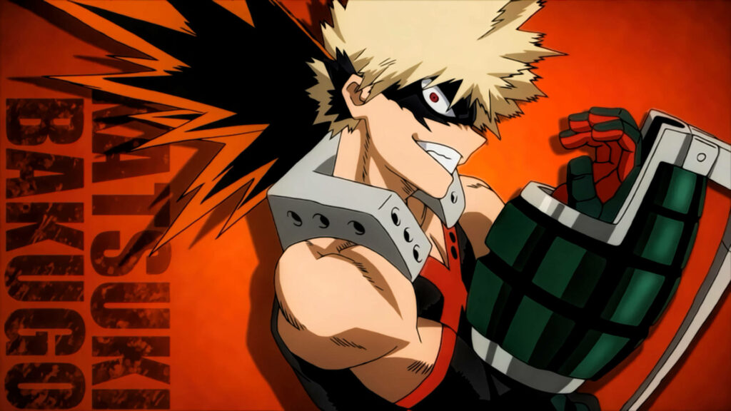 Bursting with Impact: Bakugo's Explosive Persona Takes Center Stage in Vibrant Wallpaper