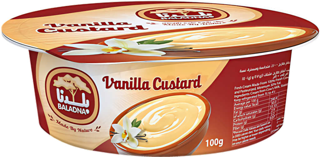 Baladna Vanilla Custard: Smooth Creamy Dessert in Elegant Packaging Wallpaper