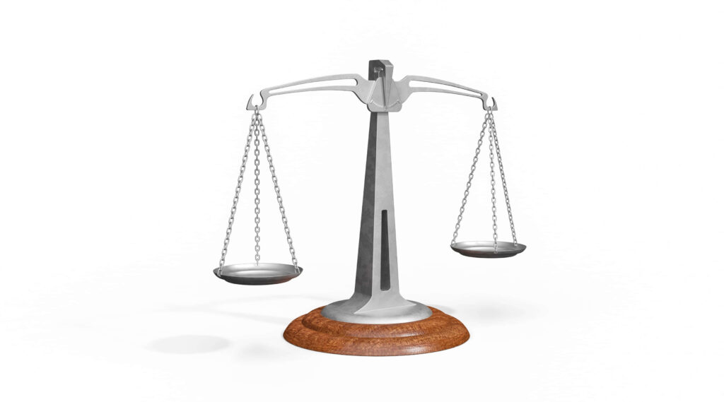 Minimalist 3D Weighing Scale Wallpaper: Justice & Equality Design