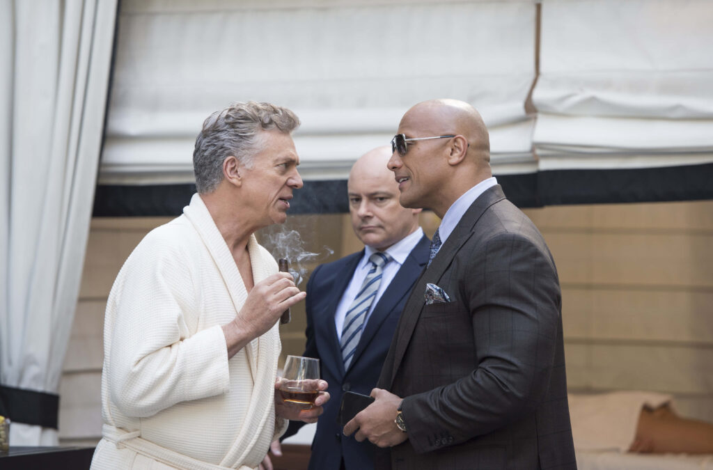 Christopher McDonald Dwayne Johnson Rob Corddry Ballers 2015 stylish suits luxury setting negotiation scene Wallpaper