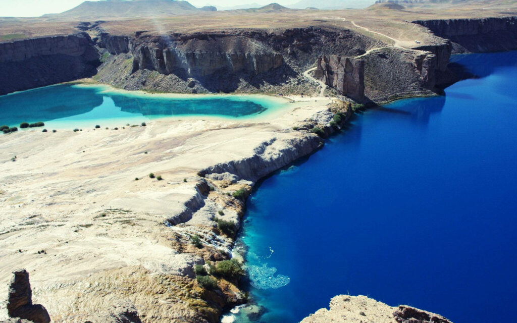 Band-e-Amir Lakes Afghanistan deep blue waters rugged cliffs serene natural landscape wallpaper