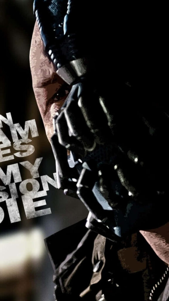 Close-up of Bane from DC Comics with iconic mask intense expression and dramatic lighting wallpaper