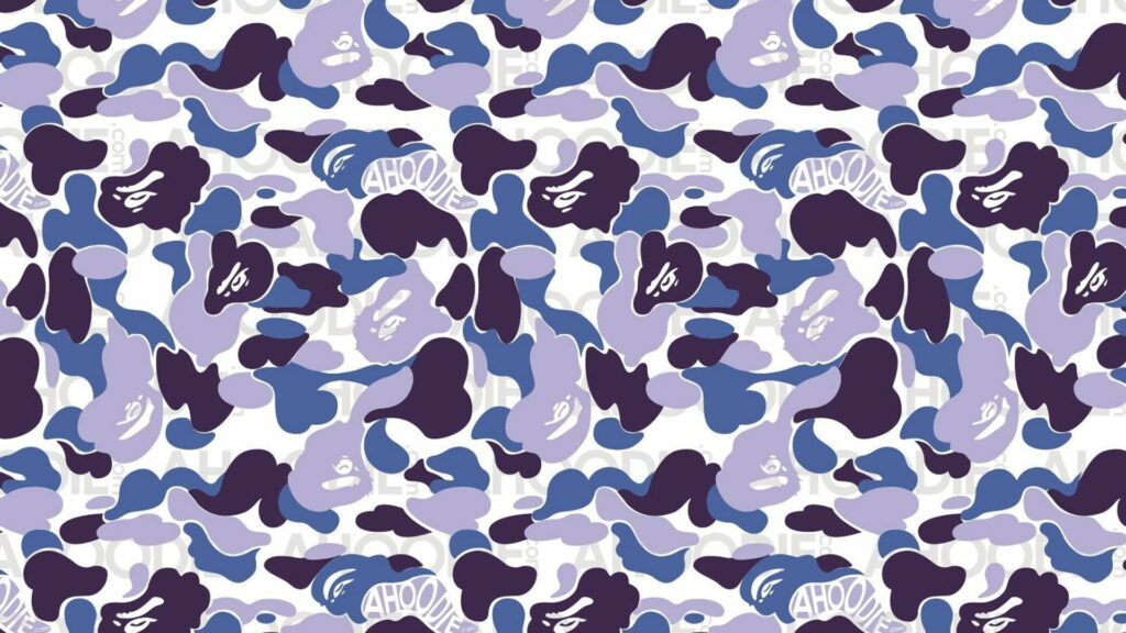 Unleashing the Majestic Bape: HD Wallpaper featuring the Iconic Bape Shark and Camo Logo