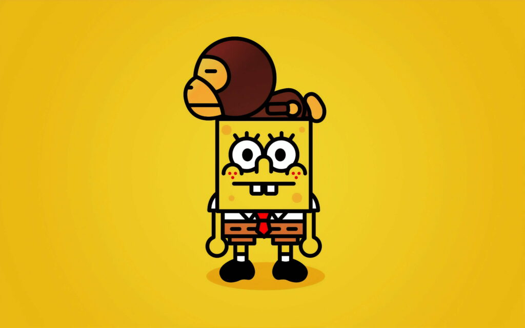 Bape-clad SpongeBob Memes Create a Monkey's Hilarious 4K Wallpaper Background