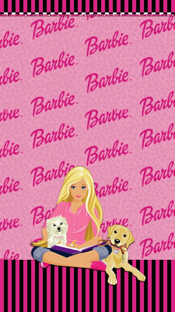 Dazzling Barbie Girl: A Cool and Cute Cartoon Wallpaper for HD Phone Background!