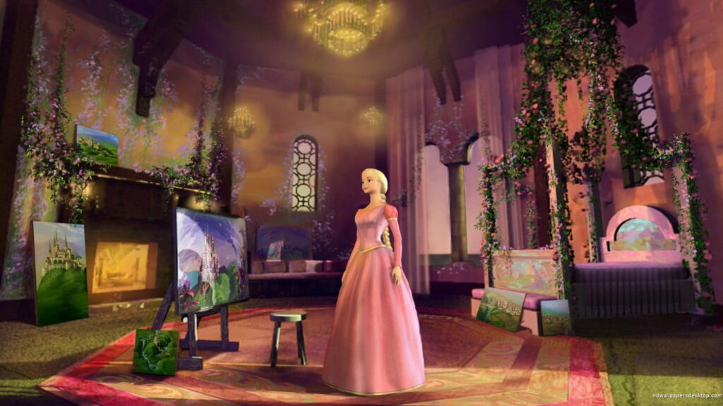 Enchanting Barbie: Embodying Rapunzel's Fairy Tale in an HD Wallpaper