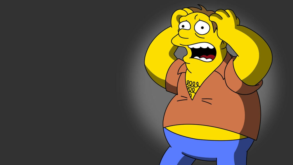 Barney Gumble Wallpaper: Iconic Worried Expression Background