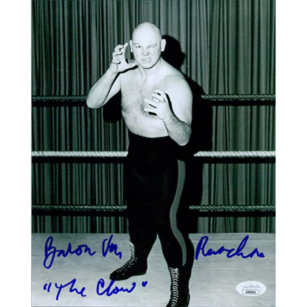 Baron Von Raschke wrestling wallpaper claw pose autograph The Claw signed portrait background
