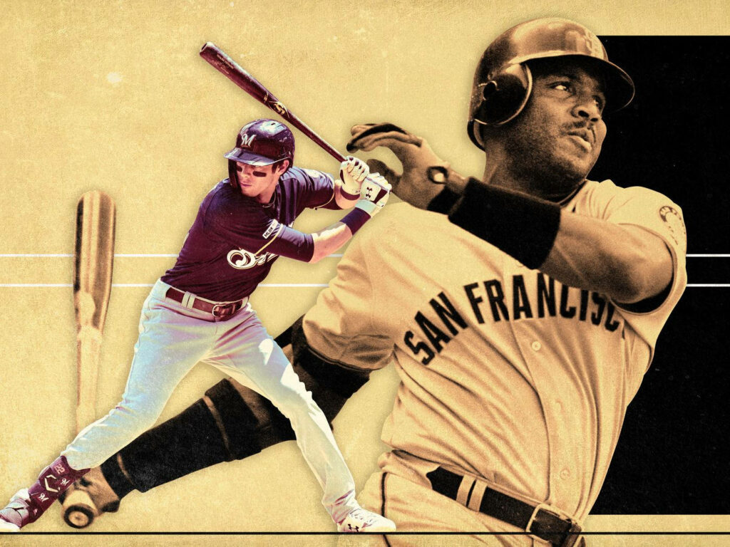 Barry Bonds vintage wallpaper in San Francisco Giants uniform sepia tone baseball background