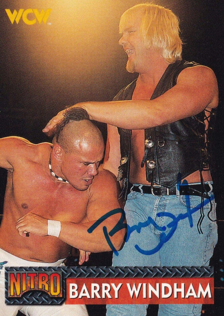 Barry Windham wrestling in WCW Nitro match dynamic action pose wallpaper background