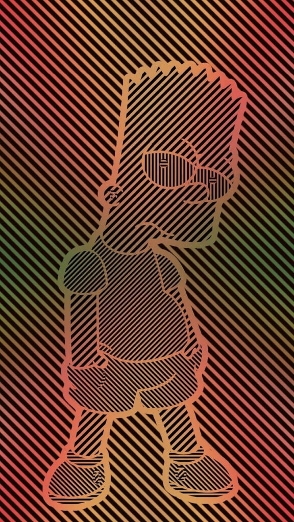 Bart Simpson bold outline wallpaper with vibrant diagonal stripes for OnePlus 8 Pro background