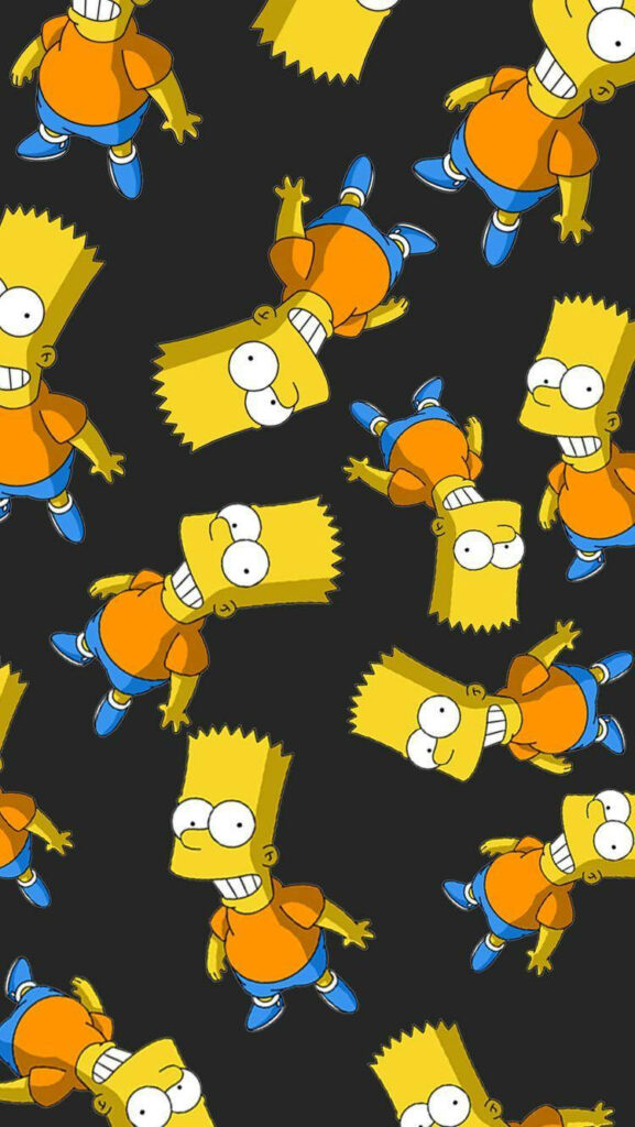 Bart Simpson wallpaper with playful poses on dark background showcasing his iconic style
