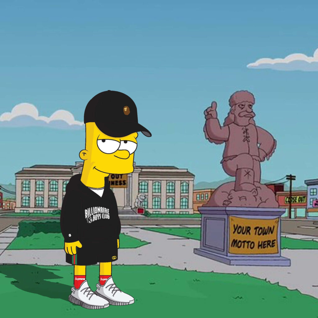 Supremely Cool: Bart Simpson Rocks Black Outfit in Supreme Wallpaper