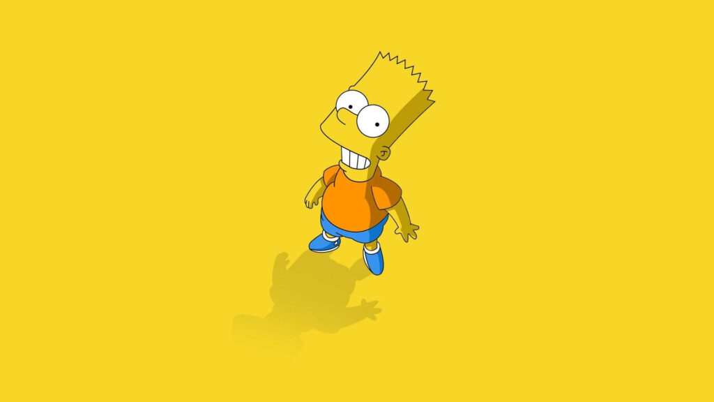 Bart Simpson Strikes a Pose on Vibrant Yellow Canvas in Digital Art Image – Embracing The Simpsons Universe Wallpaper