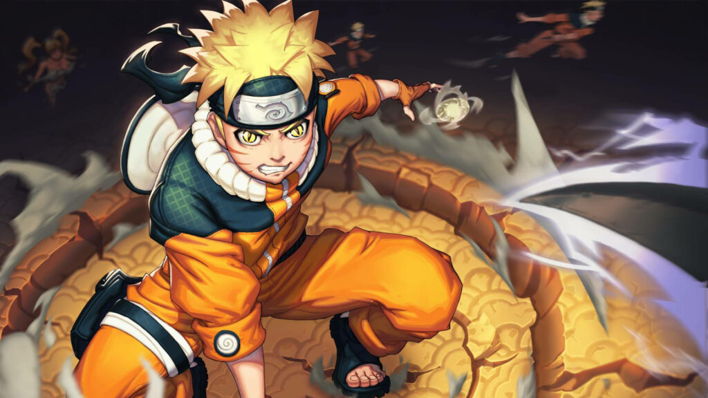 Naruto Uzumaki in dynamic Baryon Mode anime wallpaper with fierce energy and battle stance