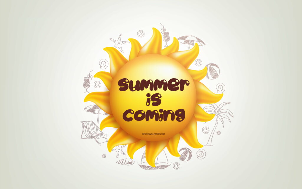 Radiate Positivity: 3D Sun Inspires with Motivational Quotes on Summer's Arrival Wallpaper
