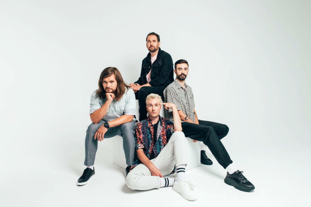 Bastille band members Dan Smith Kyle Simmons Will Farquarson Chris Wood modern photo studio Wallpaper