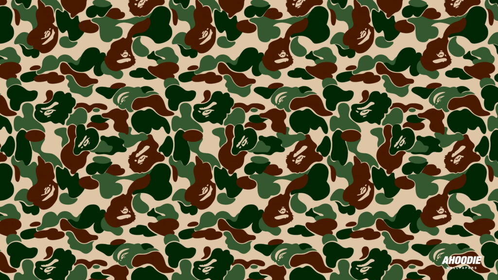 Invisible Warrior: An HD Wallpaper Background showcasing the iconic Bape Camo in mesmerizing shades of green
