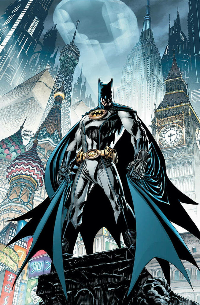Batman iPhone Wallpaper: Heroic Scene with Iconic Landmarks