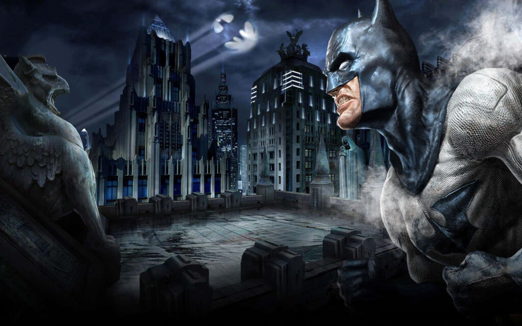 Batman Vigilant: Gothic Cityscape Wallpaper Background