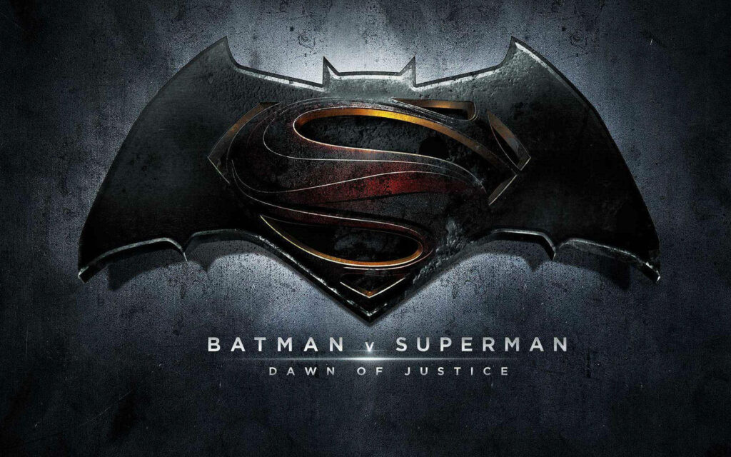 Batman and Superman combined logo on dark metallic background Batman v Superman wallpaper