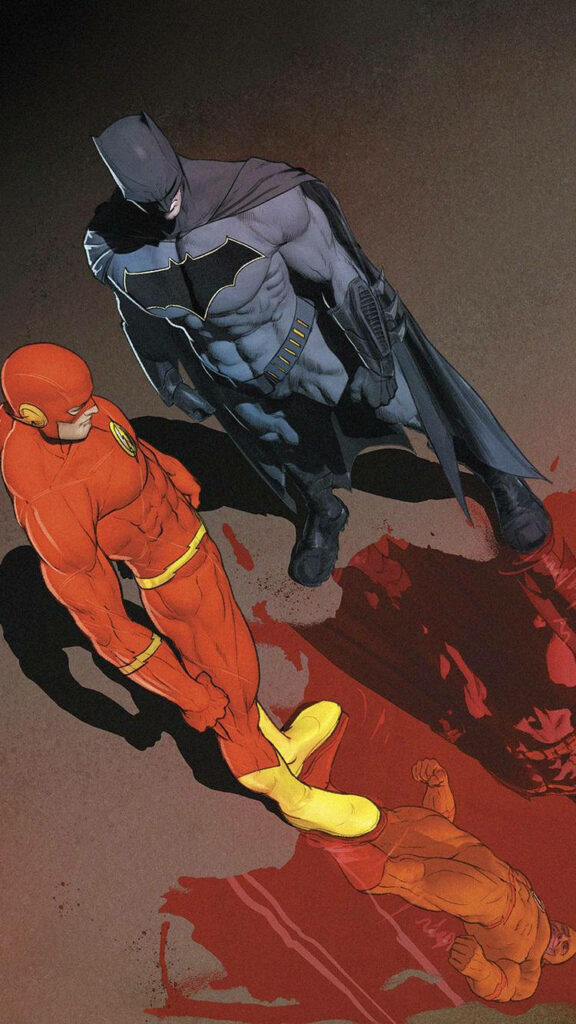 Batman vs The Flash: Intense Face-off - Dynamic iPhone Wallpaper