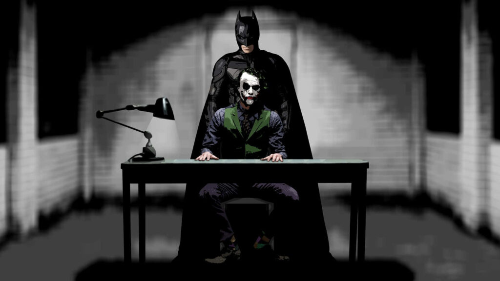 Batman vs. Joker: Intense Dark Room Wallpaper Background