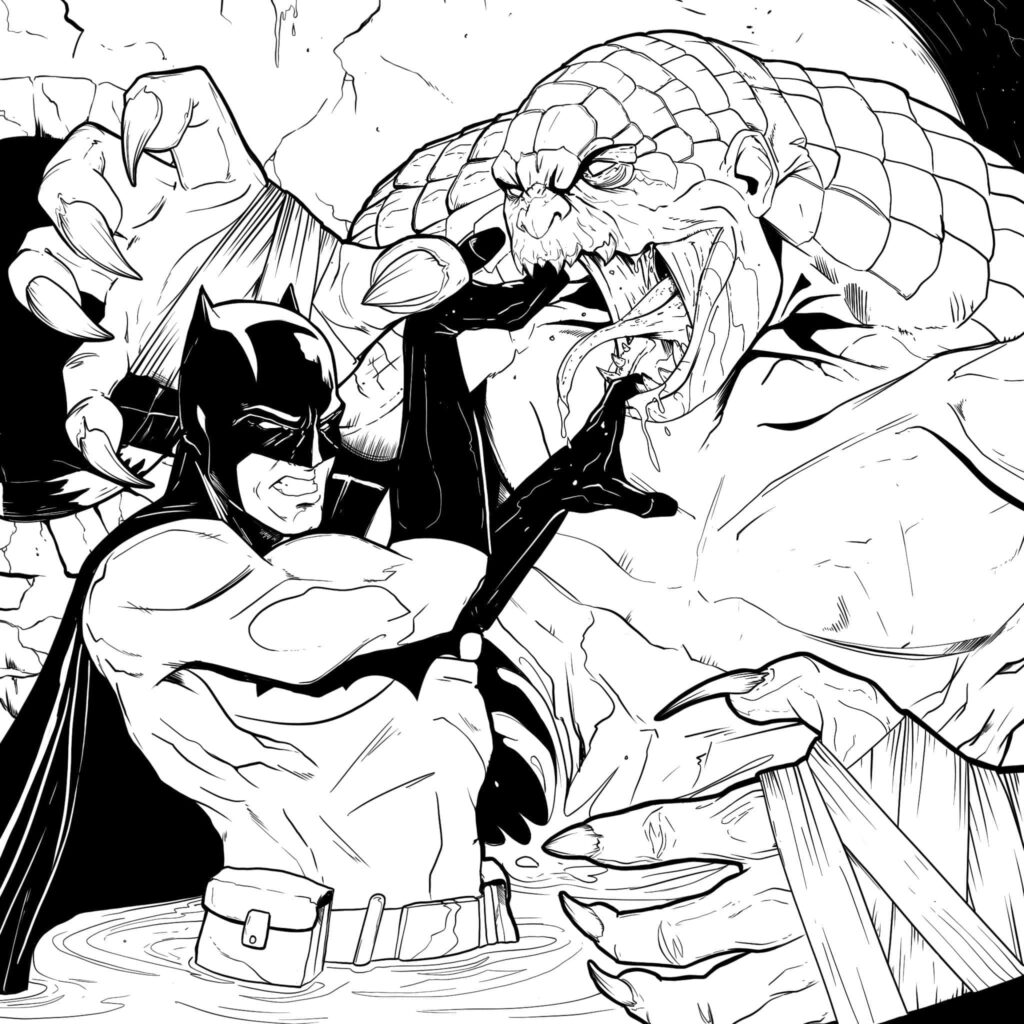 Batman vs. Killer Croc: Intense Underwater Battle Wallpaper