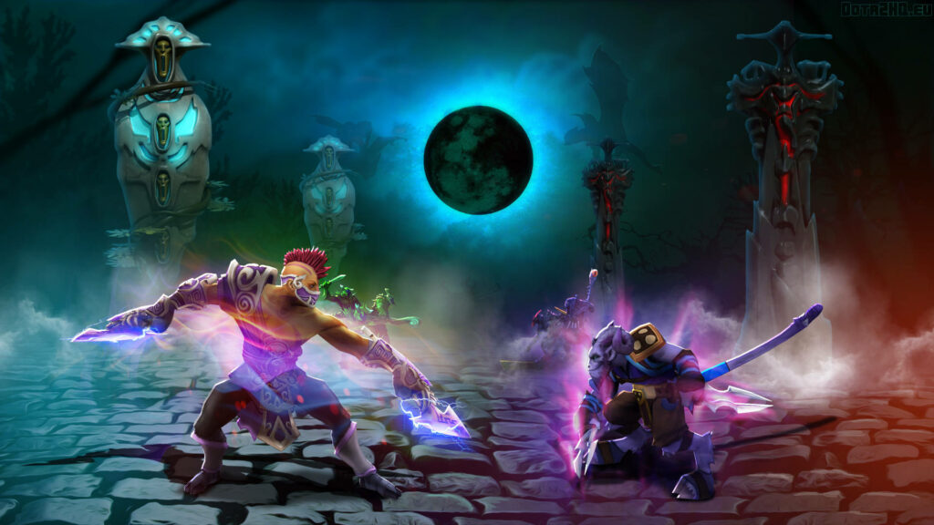 Battlefield Mayhem: Unleashing Chaos and Strategy in the Epic Dota 2 Showdown! Wallpaper