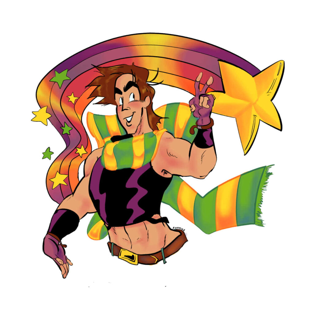Battle Tendency Joseph Joestar wallpaper confident pose colorful scarf star background anime art
