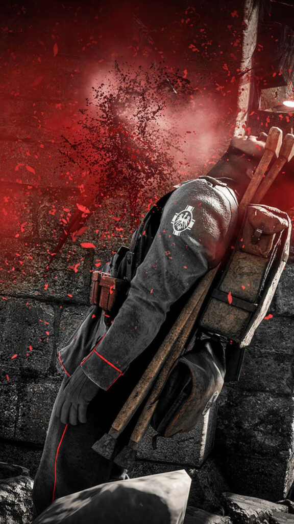 Intense Battlefield 1 Soldier in Combat: Explosive Red Scene - WWI Wallpaper