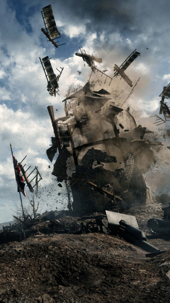 Mobile Mayhem: Devastated Warship showcases intense battlefield action from Battlefield mobile Wallpaper