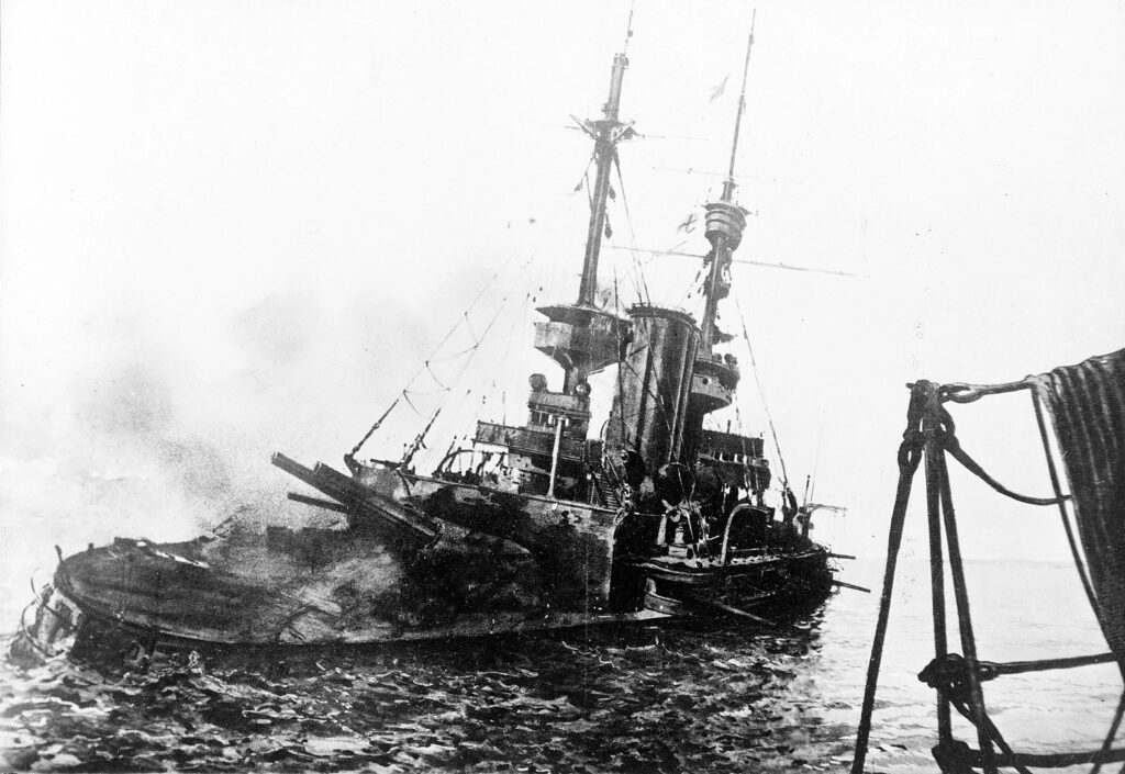 Royal Navy's Battleship Majesty: HMS Irresistible in Majestic Warship Encounter Wallpaper