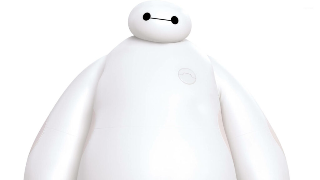 Baymax from Big Hero 6 with white inflatable body and gentle expression wallpaper background