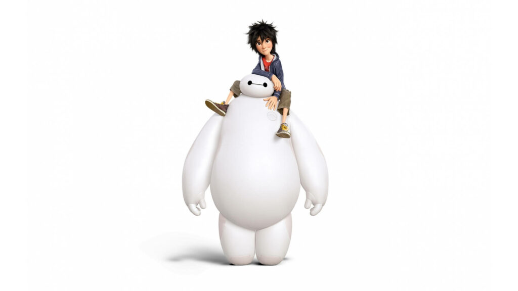Baymax carrying Hiro showing strong friendship in heartwarming Baymax wallpaper background