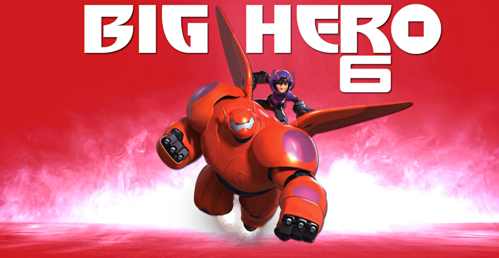 Baymax & Hiro Hamada Wallpaper: Heroic Duo on Vibrant Red Background