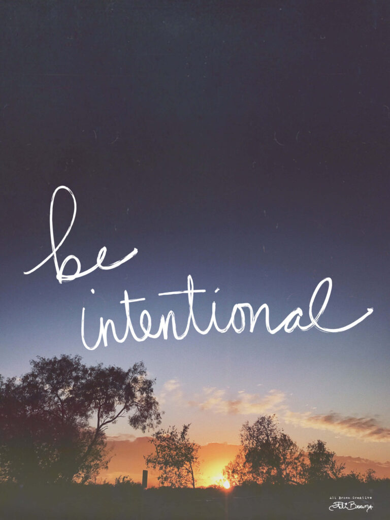 Be Intentional Wallpaper: Motivational Sunset Landscape Background