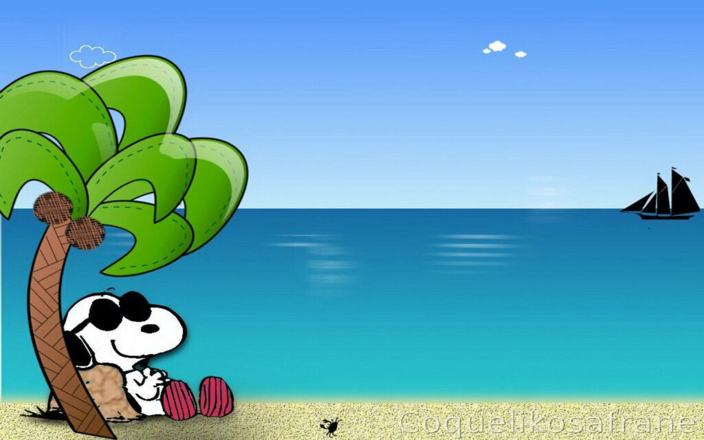 Beach Bliss: Snoopy's Relaxing Getaway Wallpaper